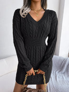 Sky Blue Cable Knit Sweater Dress - View 61 | TEVQA