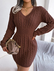 Sky Blue Cable Knit Sweater Dress - View 9 | TEVQA