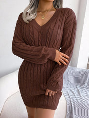 Sky Blue Cable Knit Sweater Dress - View 10 | TEVQA