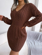Sky Blue Cable Knit Sweater Dress - View 12 | TEVQA