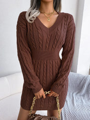 Sky Blue Cable Knit Sweater Dress - View 14 | TEVQA
