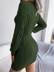 Sky Blue Cable Knit Sweater Dress - View 16 | TEVQA