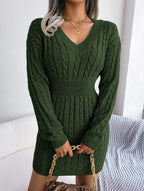 Sky Blue Cable Knit Sweater Dress - View 19 | TEVQA