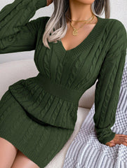 Sky Blue Cable Knit Sweater Dress - View 20 | TEVQA