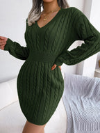 Sky Blue Cable Knit Sweater Dress - View 21 | TEVQA