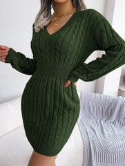 Sky Blue Cable Knit Sweater Dress - View 21 | TEVQA