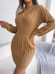 Sky Blue Cable Knit Sweater Dress - View 32 | TEVQA