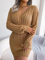 Sky Blue Cable Knit Sweater Dress - View 35 | TEVQA