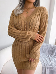 Sky Blue Cable Knit Sweater Dress - View 35 | TEVQA