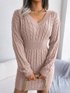Sky Blue Cable Knit Sweater Dress - View 39 | TEVQA