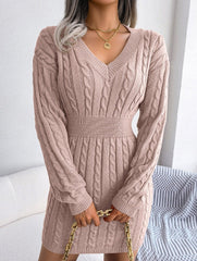 Sky Blue Cable Knit Sweater Dress - View 39 | TEVQA