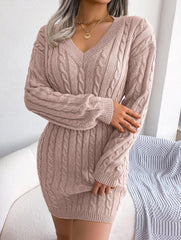 Sky Blue Cable Knit Sweater Dress - View 40 | TEVQA