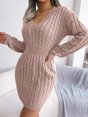 Sky Blue Cable Knit Sweater Dress - View 41 | TEVQA