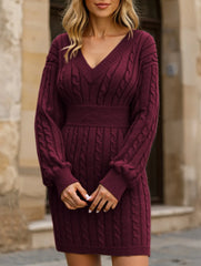 Sky Blue Cable Knit Sweater Dress - View 49 | TEVQA
