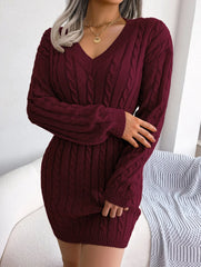 Sky Blue Cable Knit Sweater Dress - View 51 | TEVQA