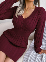 Sky Blue Cable Knit Sweater Dress - View 54 | TEVQA