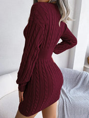 Sky Blue Cable Knit Sweater Dress - View 50 | TEVQA