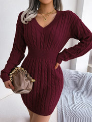 Sky Blue Cable Knit Sweater Dress - View 55 | TEVQA