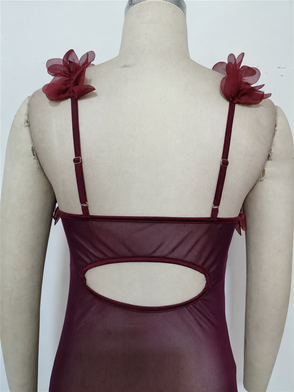 Maxi Slip Dress with Floral Trim - View 8 | TEVQA