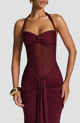 Ruched halter neck maxi dress - View 8 | TEVQA