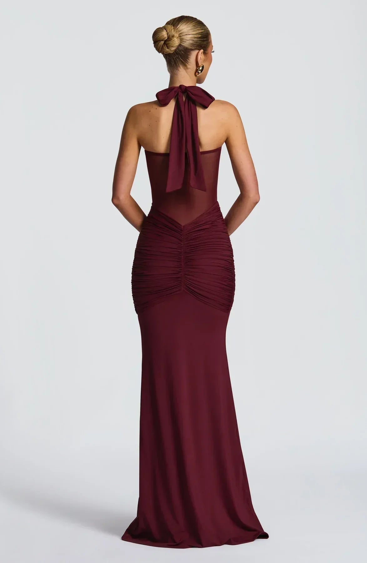 Ruched halter neck maxi dress - View 9 | TEVQA
