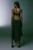 Asymmetrical Hem Mini Dress with Lace Trim - View 6 | TEVQA