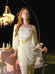 Off-shoulder satin maxi dress - View 10 | TEVQA