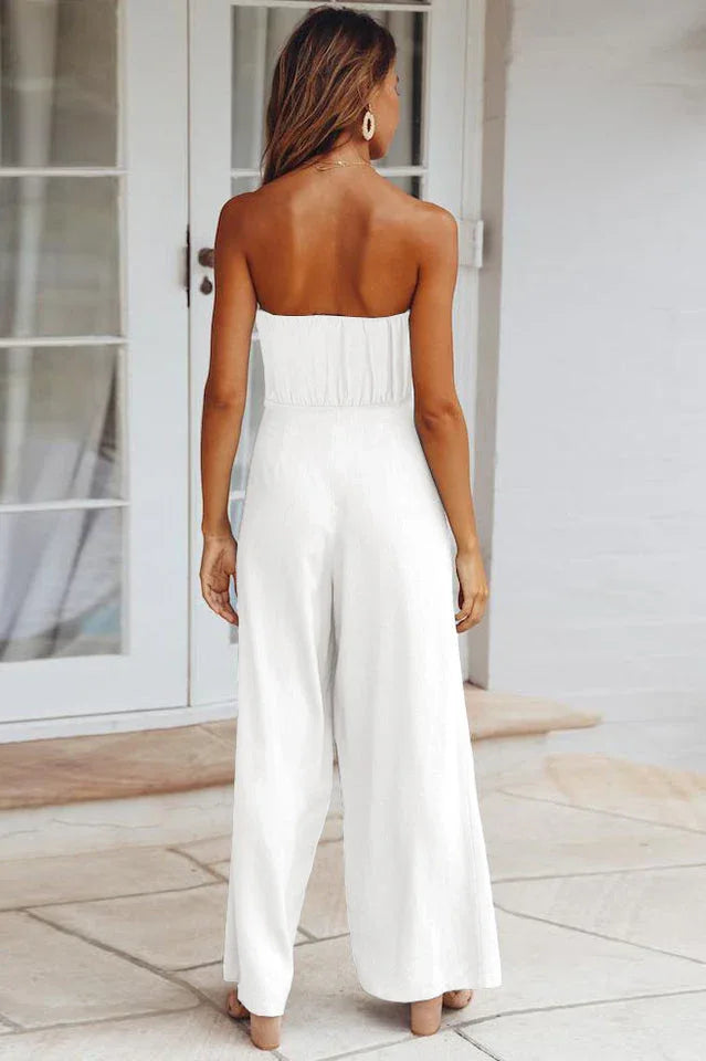 Strapless wide leg jumpsuit - View 12 | TEVQA