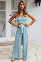 Casual Loose Strapless Belted Jumpsuit | Dress In Beauty