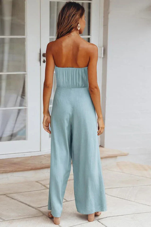 Strapless wide leg jumpsuit - View 6 | TEVQA