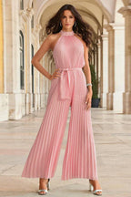 Elegant Halter Neck Wide Leg Jumpsuit - View 7 | TEVQA