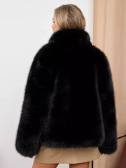 Champagne Cloud Faux Fox Fur Jacket - TEVQA