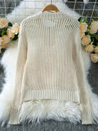 Open knit pullover sweater - View 6 | TEVQA