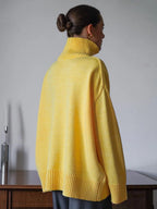 Oversized Ribbed Knit Turtleneck Sweater - View 26 | TEVQA