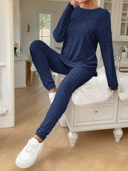 Ribbed Knit Lounge Set - View 13 | TEVQA