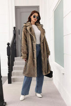 Long Faux Fur Lapel Coat - View 23 | TEVQA