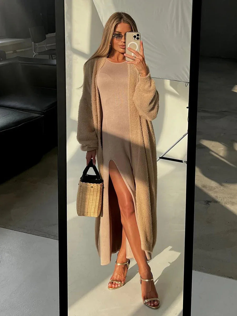Luxe Faux Mink Maxi Cardigan - View 11 | TEVQA