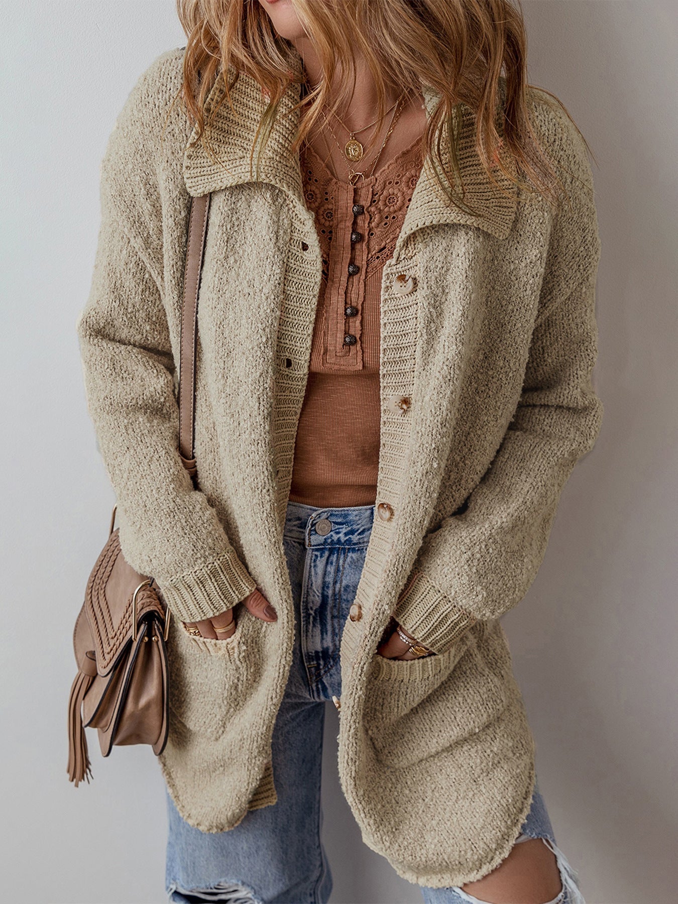 Cozy Textured Boucle Long Cardigan