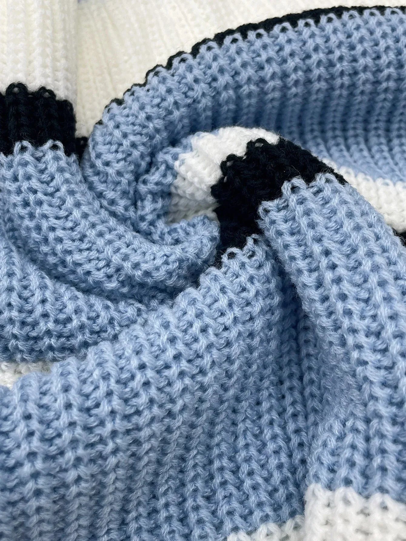 Coastal Blue Striped V-Neck Knit Sweater - View 7 | TEVQA