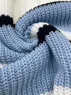 Coastal Blue Striped V-Neck Knit Sweater - View 7 | TEVQA
