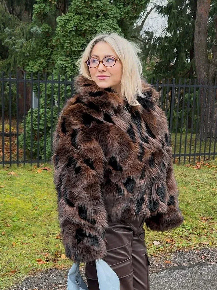 Wild Luxury Spotted Faux Fur Cropped Jacket - TEVQA