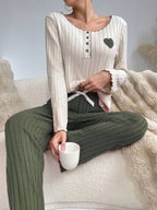 Ribbed lounge set with heart patch - View 28 | TEVQA