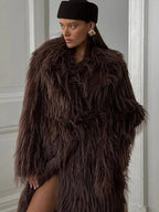 Shaggy Faux Fur Long Coat - View 8 | TEVQA