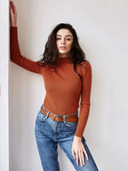 Soft Ribbed Mock Neck Sweater - View 31 | TEVQA