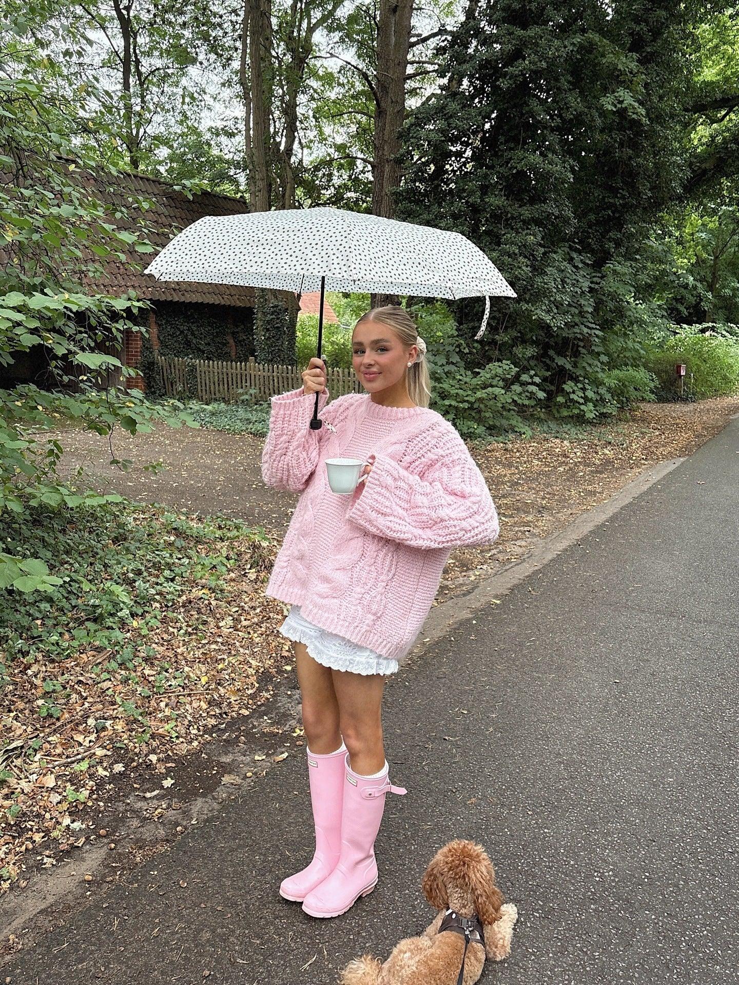 Dreamy Pink Chunky Cable Knit Sweater - TEVQA