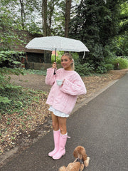 Dreamy Pink Chunky Cable Knit Sweater - TEVQA