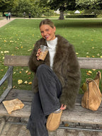 Luxe Dark Olive Plush Faux Fur Jacket - TEVQA