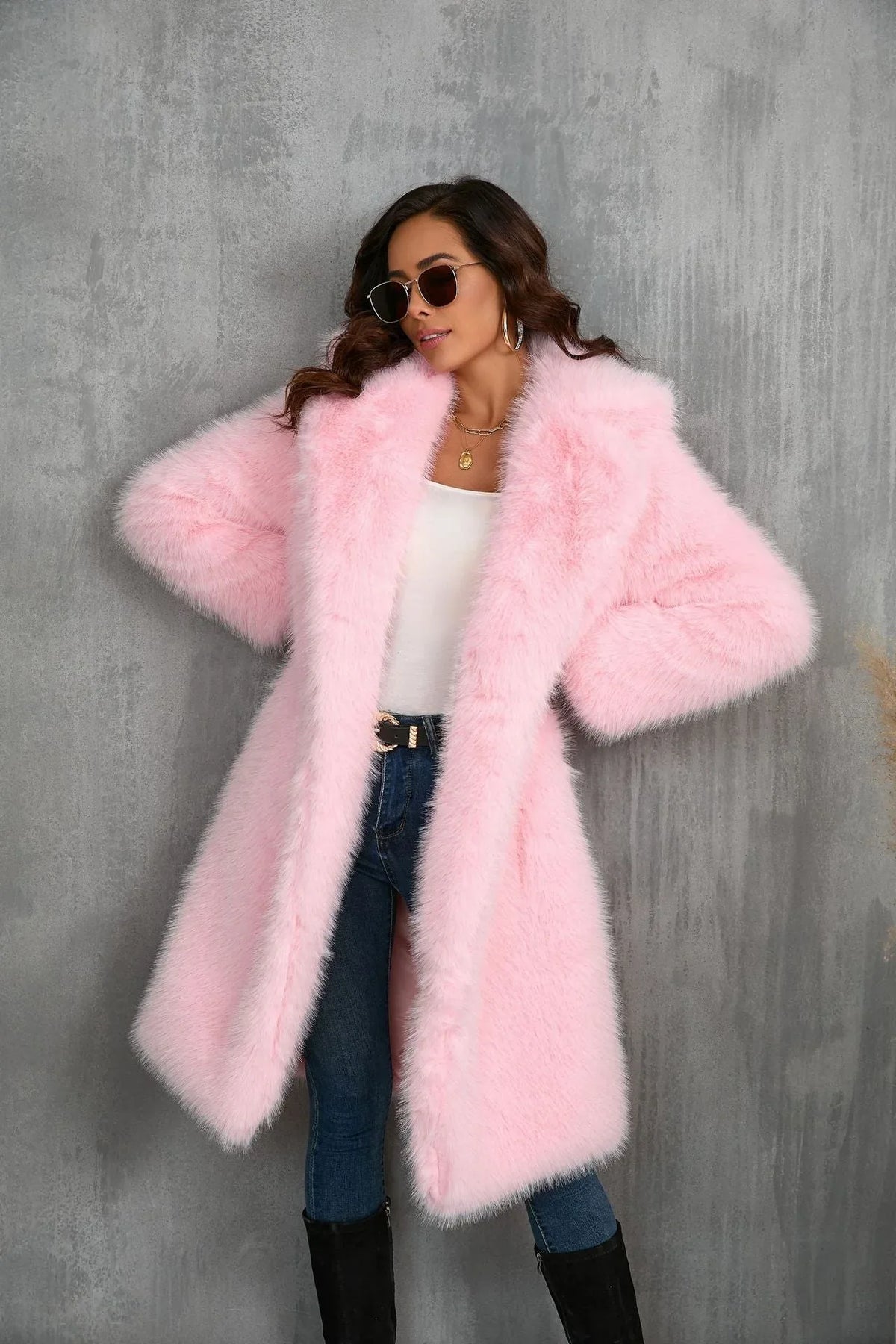 Amethyst Royal Plush Faux Fur Coat - View 9 | TEVQA