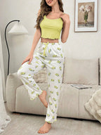 Ribbed Cami & Floral Pants Set - View 10 | TEVQA