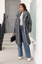 Long Faux Fur Lapel Coat - View 15 | TEVQA